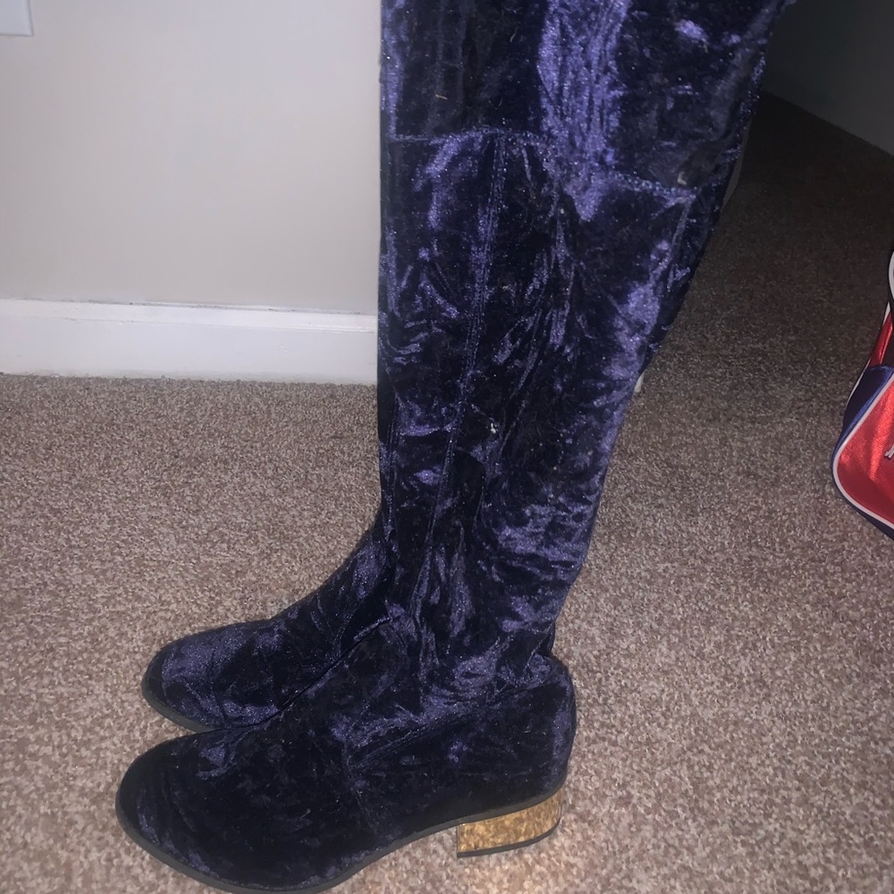 NAVY BLUE OVER THE KNEE BOOTS